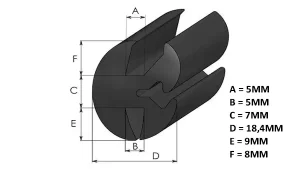 Peesrubberprofiel zwart 5MM / 5MM